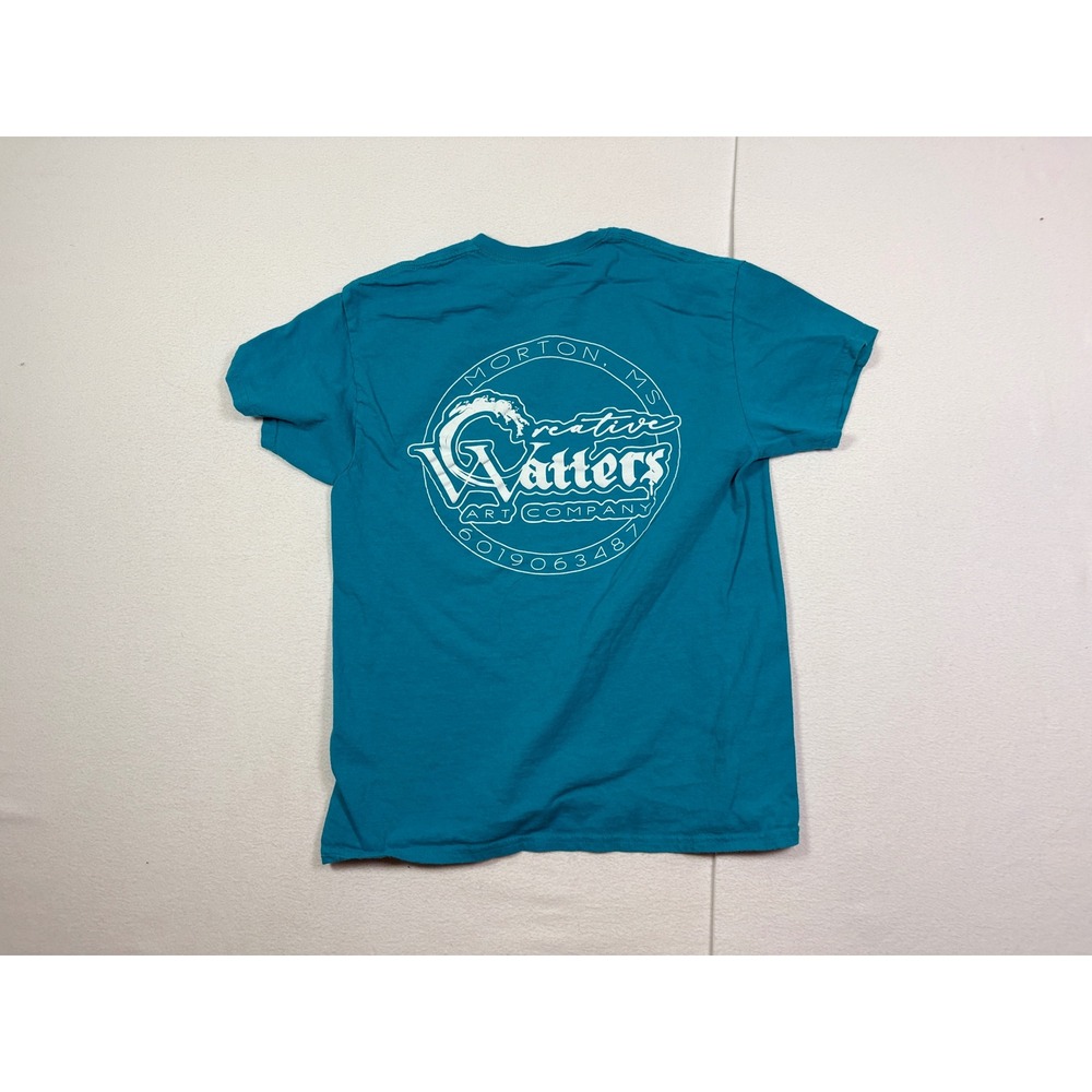 Gildan Heavy Cotton Creative Matters Art Company Graphic T-Shirt Teal Mens M